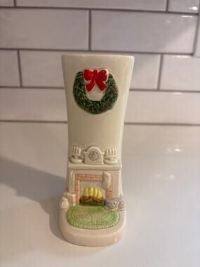 Vintage Gibson Greeting Cards, Inc. Ceramic Christmas Chimney Bud Vase